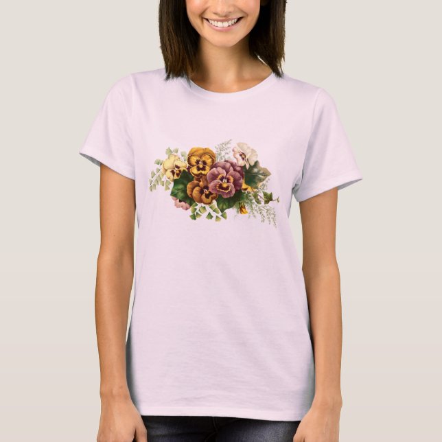 Camiseta Buquê dos Pansies do vintage (Frente)