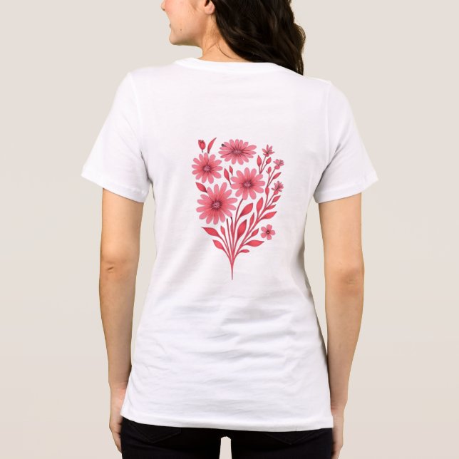 Camiseta Buquê Floral de Flores Silvestres Rosa (Verso)