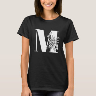Camiseta Buquê Floral de Rosa e Tulipa Vintage Branco Preto