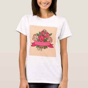 Camiseta Buquê Floral de Rosa Rosa Elegante