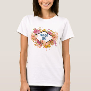 Camiseta Buquê Floral Laranja e Rosa - Rapariga de Aniversá