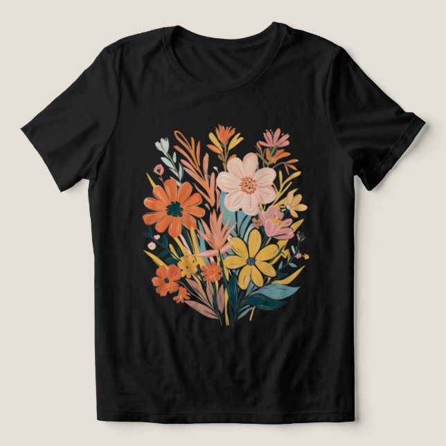 Camiseta Buquê Floral Vibrant Boho (Design frontal)