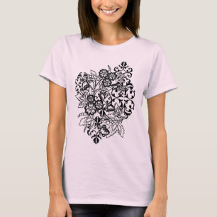 Camiseta Buquê preto e branco