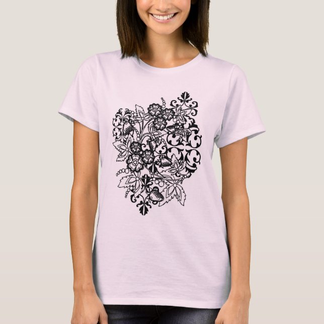 Camiseta Buquê preto e branco (Frente)