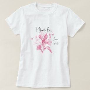 Camiseta Buquê Rosa Para Chuveiro de Bebê de Menina Para a 