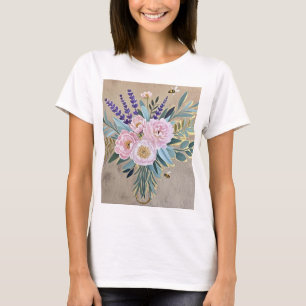 Camiseta Buquês flores lavandas Flores russas