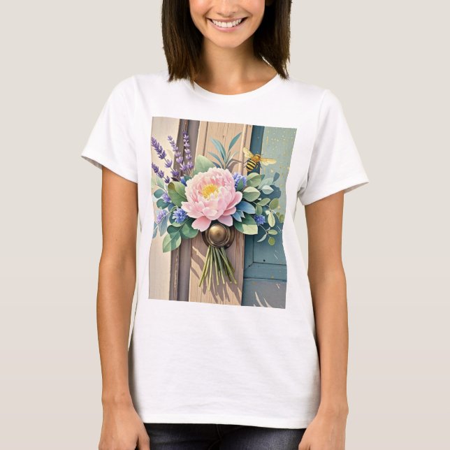 Camiseta Buquês flores lavandas Flores russas (Frente)
