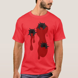 Camiseta Buraco de bala de tiro no coração Gamer Halloween