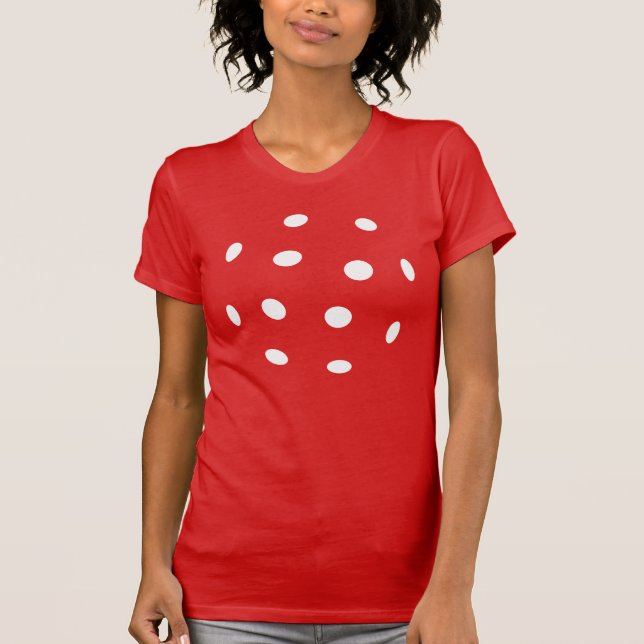 Camiseta Buracos brancos de piclebol em vermelho (Frente)