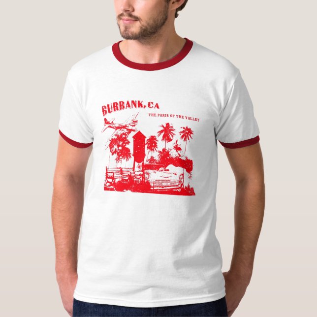 Camiseta Burbank, Paris do vale (vermelho) (Frente)