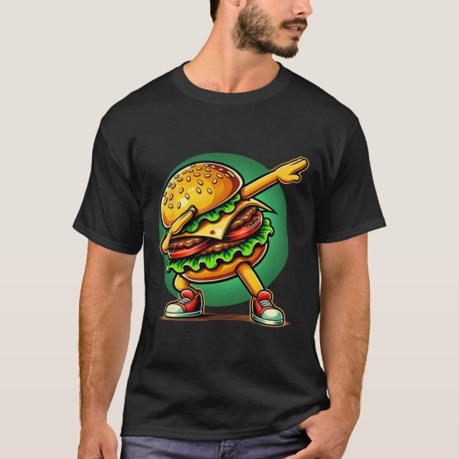 Camiseta Burger Dabbing Dancing Funny Burger Comida Hamburg (Frente)