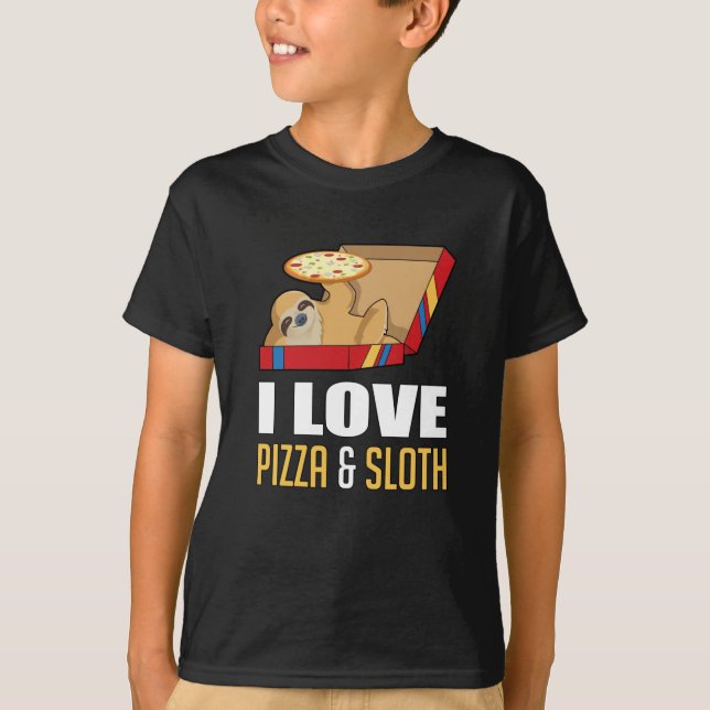 Camiseta Burger de Comida rápida Sloth Engraçada Pizza Coma (Frente)