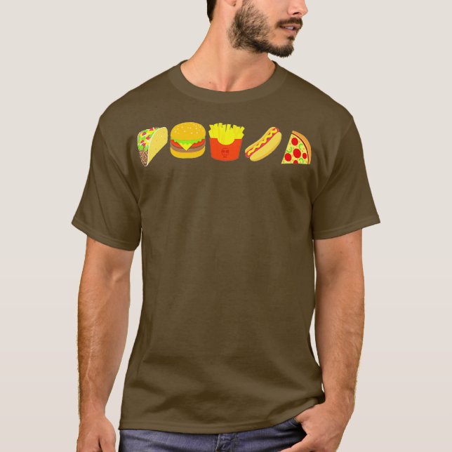 Camiseta Burger de Comida rápida Taco Fries franceses Pizza (Frente)