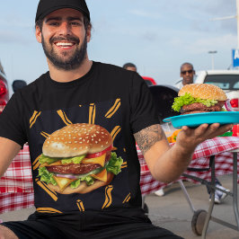 Camiseta Burger de Queijo e Fritas Francesas Comida Humor M