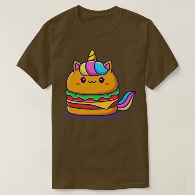 Camiseta Burger de Unicórnio Bonito (Frente do Design)