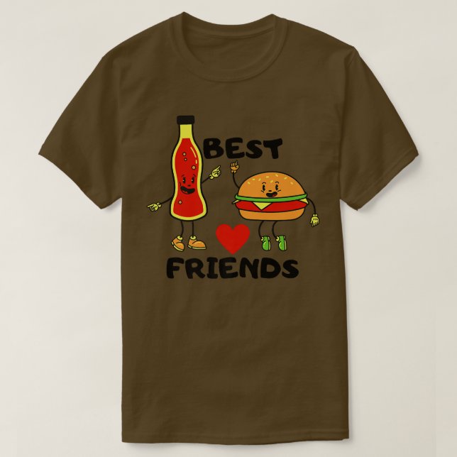 Camiseta Burger e Bebida de Animação Bonita dos Melhores Am (Frente do Design)