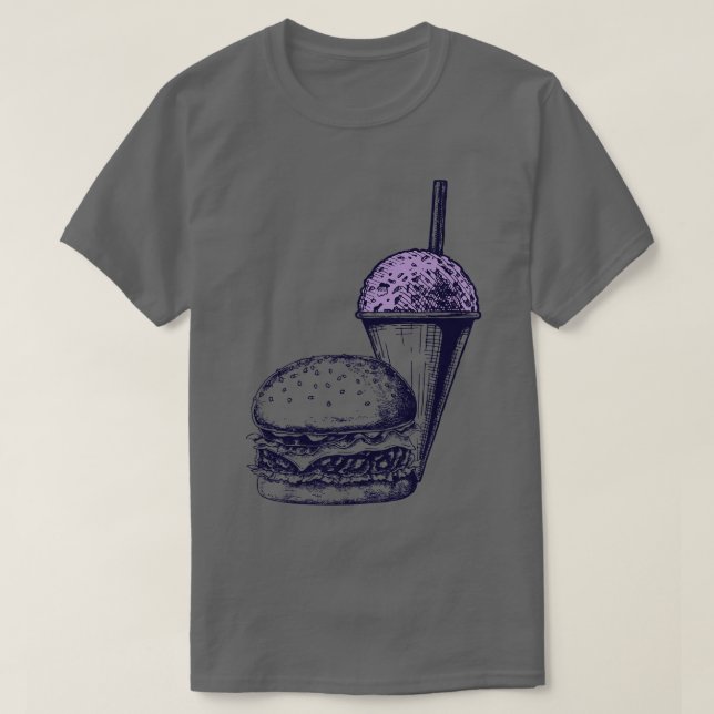 Camiseta Burger e Cone de Neve (Frente do Design)