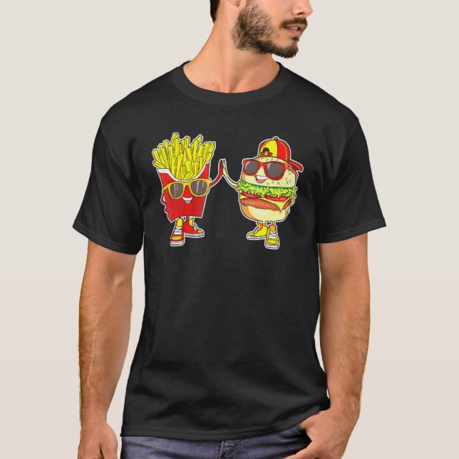 Camiseta Burger E Fries Trendy Weiry Bff Fast Comida Que (Frente)