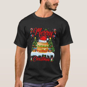 Camiseta Burger Fast Comida Lover Xmas Lighting Papais noei