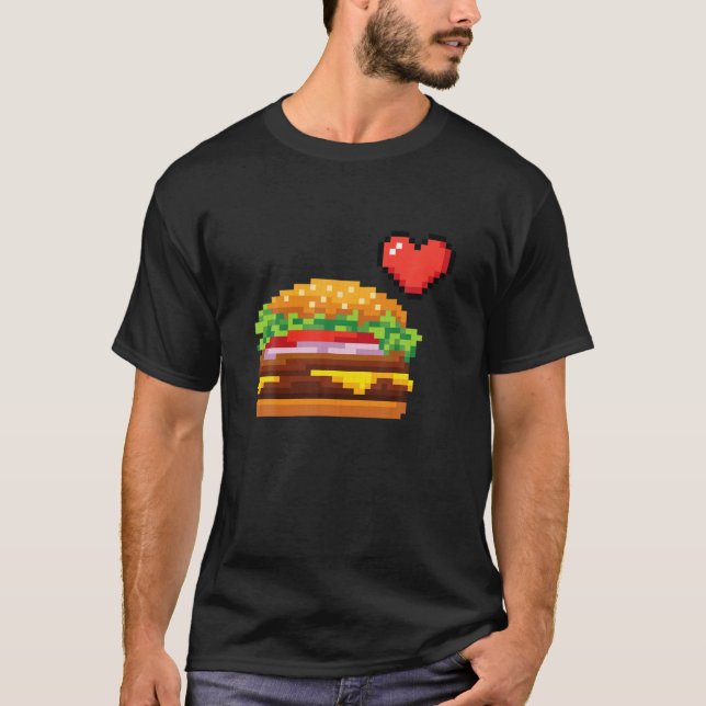 Camiseta Burger Fastfood Videogame Funny Gamers Pixelado D (Frente)