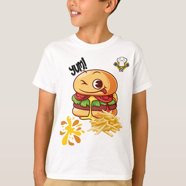 Camiseta Burger & Fries Besties - Kids de Comida Rápida Tê (Frente)