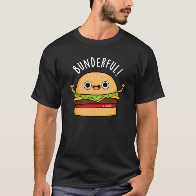 Camiseta Burger Funny Burger Bun Pun Dark BG (Frente)