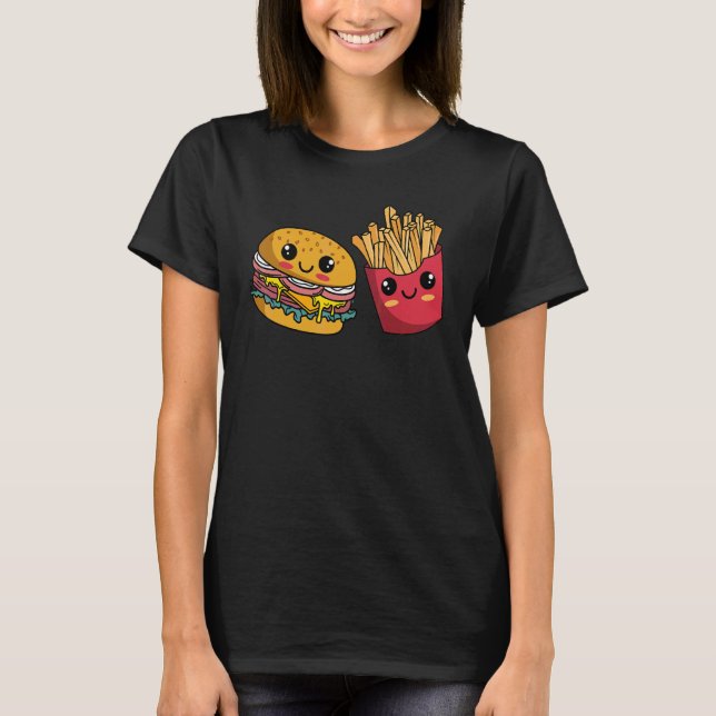 Camiseta Burger Hamburger Fries franceses Comida rápida (Frente)