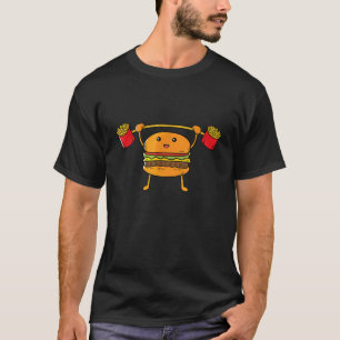 Camiseta Burger Levantando Fries Comida Engraçada Pun Snatc