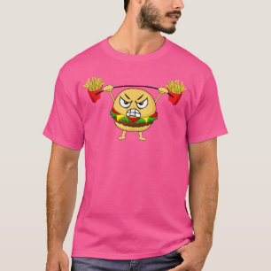 Camiseta Burger Levantando Fries Engraçados Barba de Comida