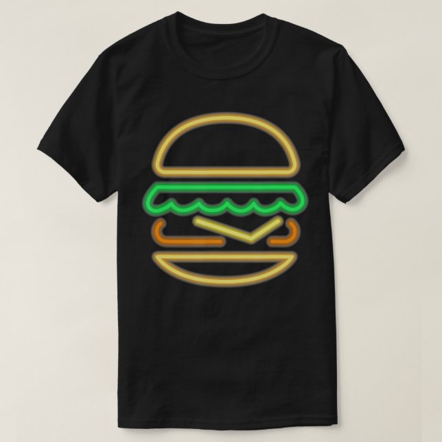Camiseta Burger Neon Style of a Classic 80s Retro Neon Sign (Frente do Design)