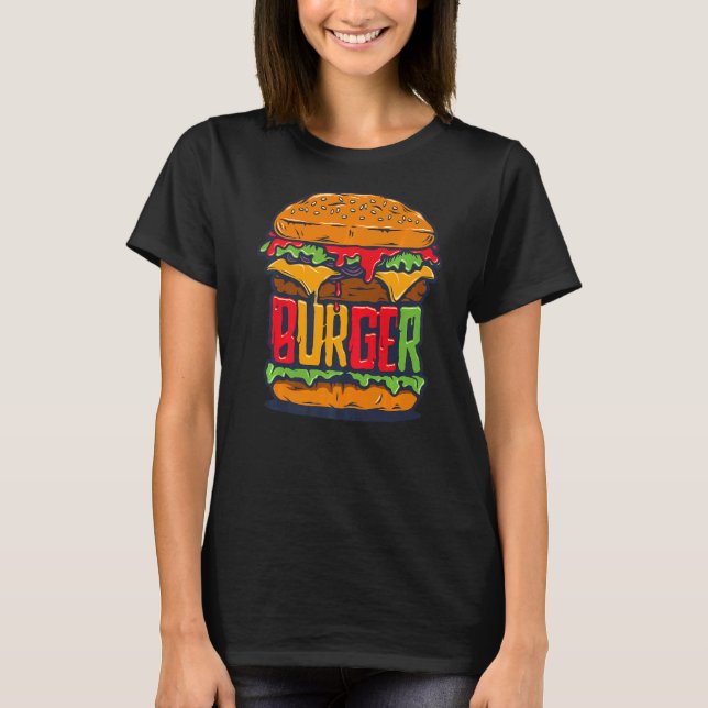 Camiseta Burger Restaurante Cheeseburger Huge Hamburger (Frente)