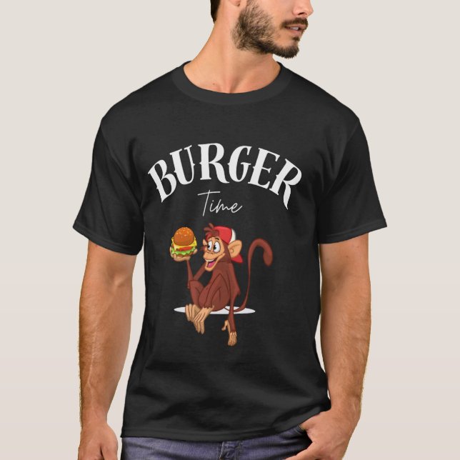 Camiseta Burger Time Fun Design Mackey Fast Comida Delicios (Frente)