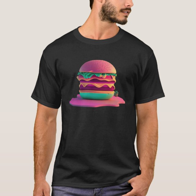 Camiseta Burgers Vaporwave Retrowave Aesthetic  1 (Frente)