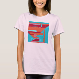 Camiseta Burgundy Red Turquoise MCM inspirou Abstrato de Ar