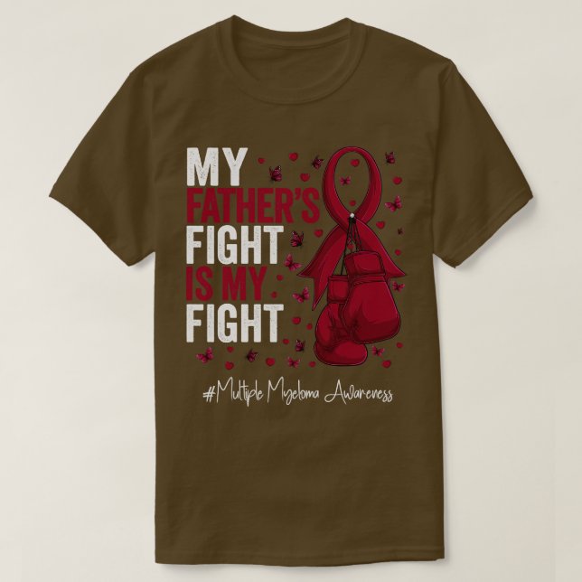 Camiseta Burgundy Ribbon Padre Combatendo Múltiplo Mieloma  (Frente do Design)
