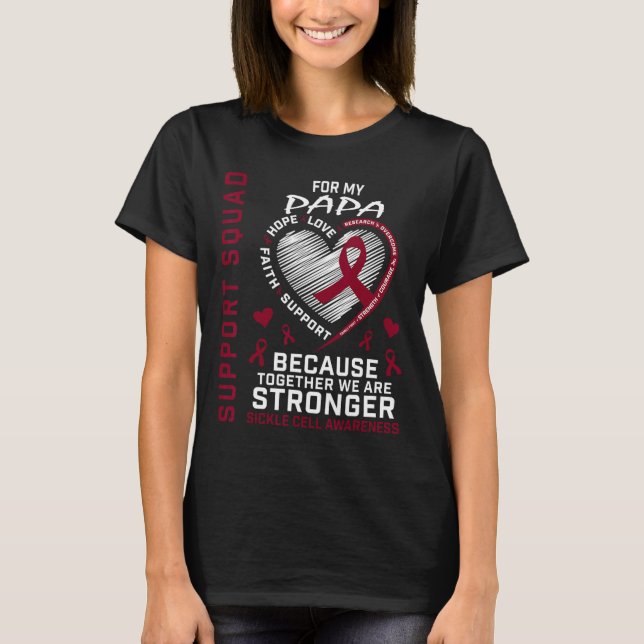 Camiseta Burgundy Sickle Cell Awarness Items Papa Support (Frente)