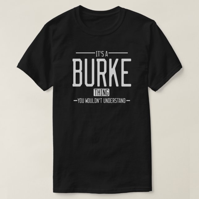 Camiseta Burke, sobrenome engraçado, família engraçada (Frente do Design)