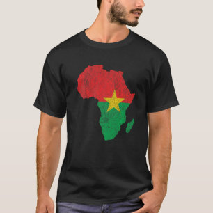 Camiseta Burkina Faso Bandeira África Silhueta Contínua Pre