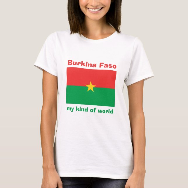 Camiseta Burkina Faso Bandeira + Mapa + Texto (Frente)