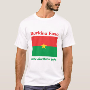 Camiseta Burkina Faso Bandeira + Mapa + Texto