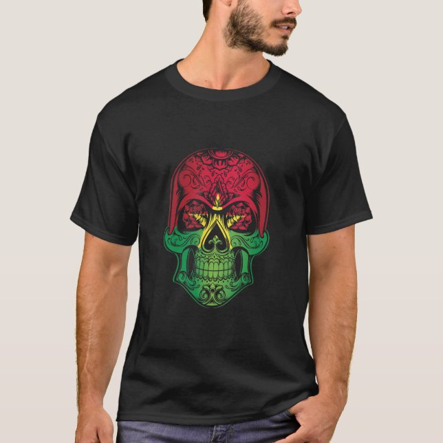 Camiseta Burkina Faso Crânio E Rosa (Frente)