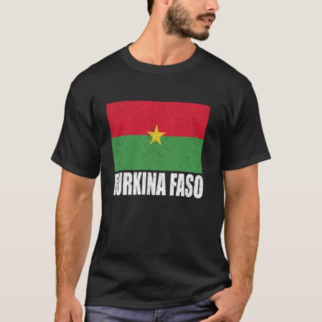 Camiseta Burkina Faso Flag Grunge Vintage Souvenir Burkina (Frente)