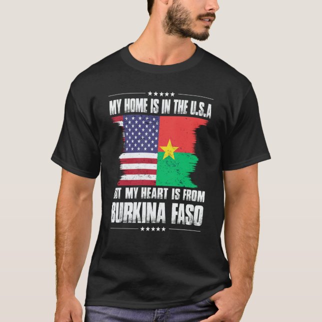 Camiseta Burkinabe American Patriot Grown Proud Home Heart  (Frente)