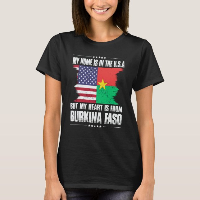 Camiseta Burkinabe American Patriot Grown Proud Home Heart  (Frente)