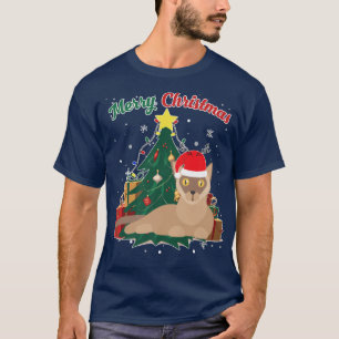 Camiseta Burmanês Cat Árvore de Natal Neve Flakes Xmas Pres