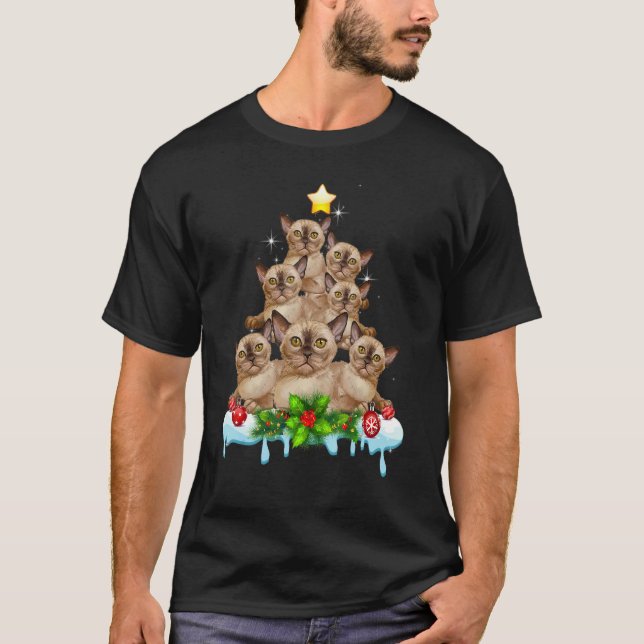 Camiseta Burmese Cat Christmas Xmas Tree (Frente)