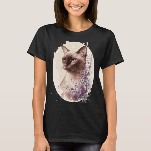 Camiseta Burmese Cat Japanese Cherry Blossom Sakura (Frente)