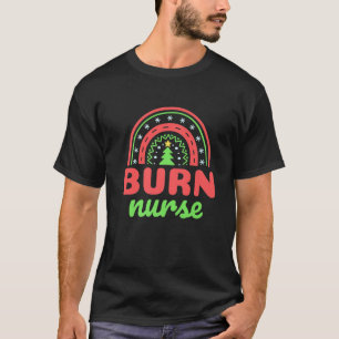 Camiseta Burn Enfermeira Árvore de Natal Rainbow Wound Care