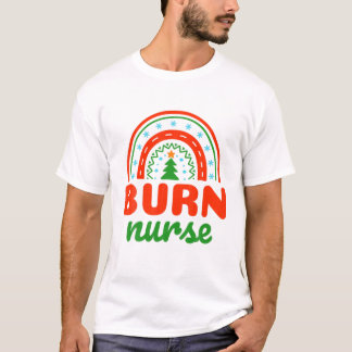 Camiseta Burn Enfermeira Árvore de Natal Rainbow Wound Care