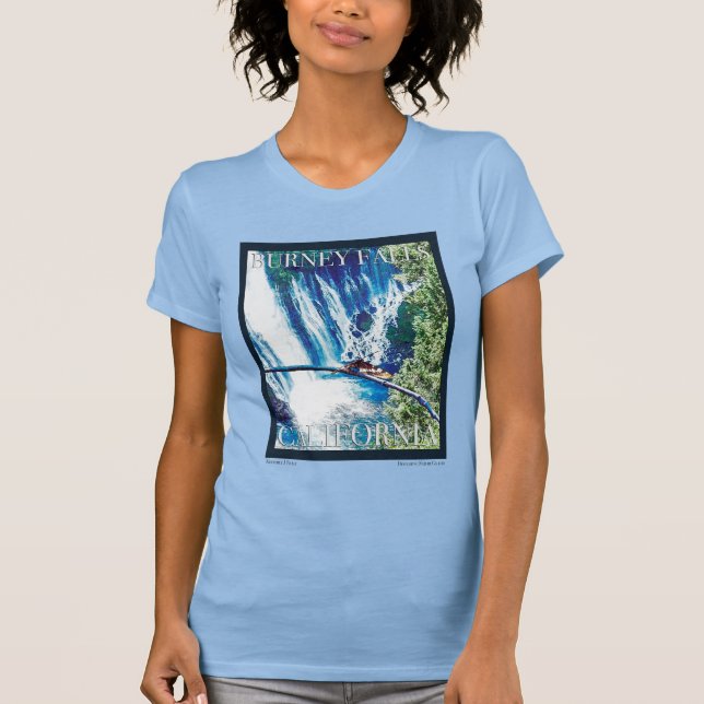 Camiseta Burney Falls, Poster CA (Frente)